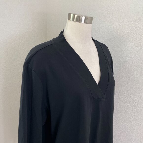 Isaac Mizrahi Live Essentials Womens Plus 3X Black 3/4 Sleeve Pima Tunic Top - Picture 2 of 11